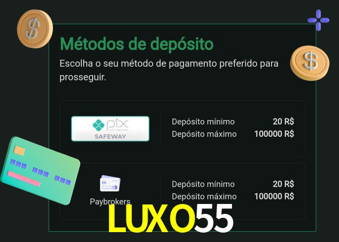 O cassino LUXO55 oferece uma grande variedade de métodos de pagamento